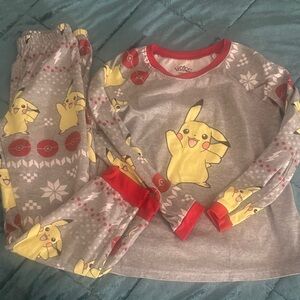 Pokemon Pikachu Kids Pajama Set - Gray and Yellow